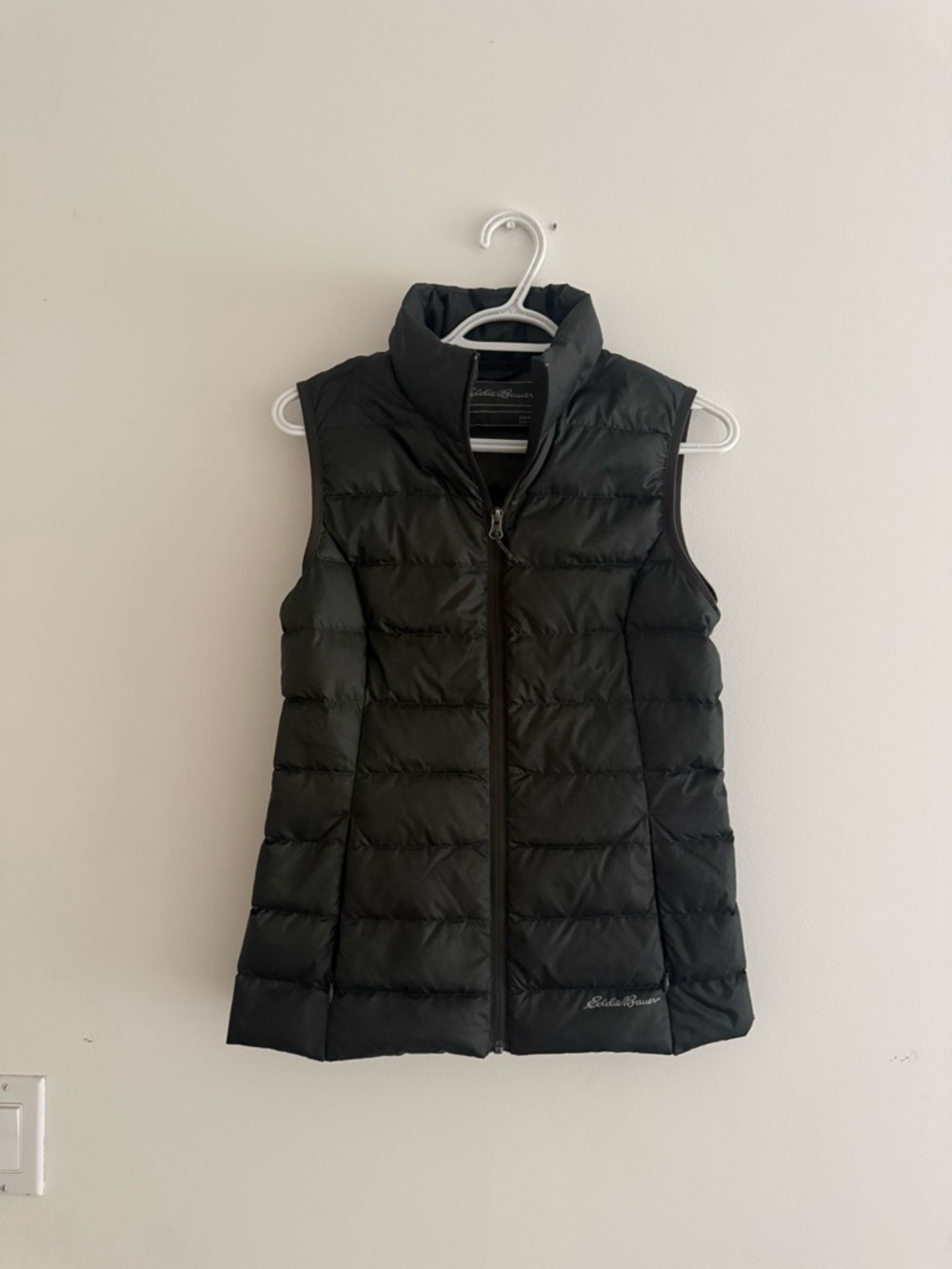 Eddie Bauer Dark Green Quilted Puffer Vest with Stand Collar